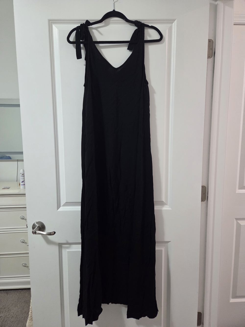 ASOS Black Tie-Shoulder Maxi Dress with V-Neck